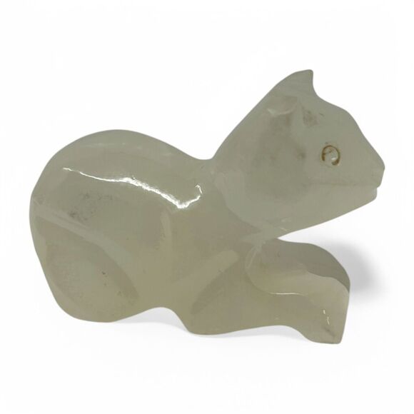 Vintage Hand Carved Marble Onyx Miniature Agate Cat Kitten Figurine Collectible - Picture 2 of 11